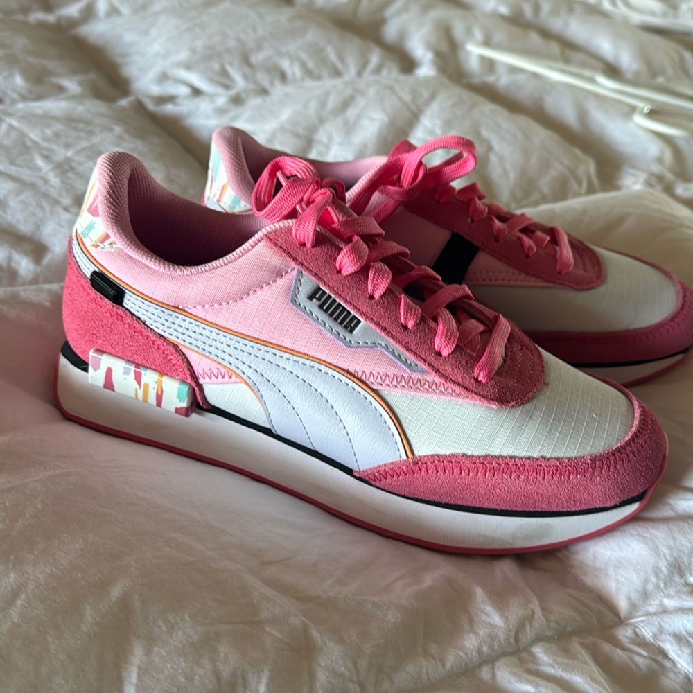 Puma, pink and white shoes. New without tags!